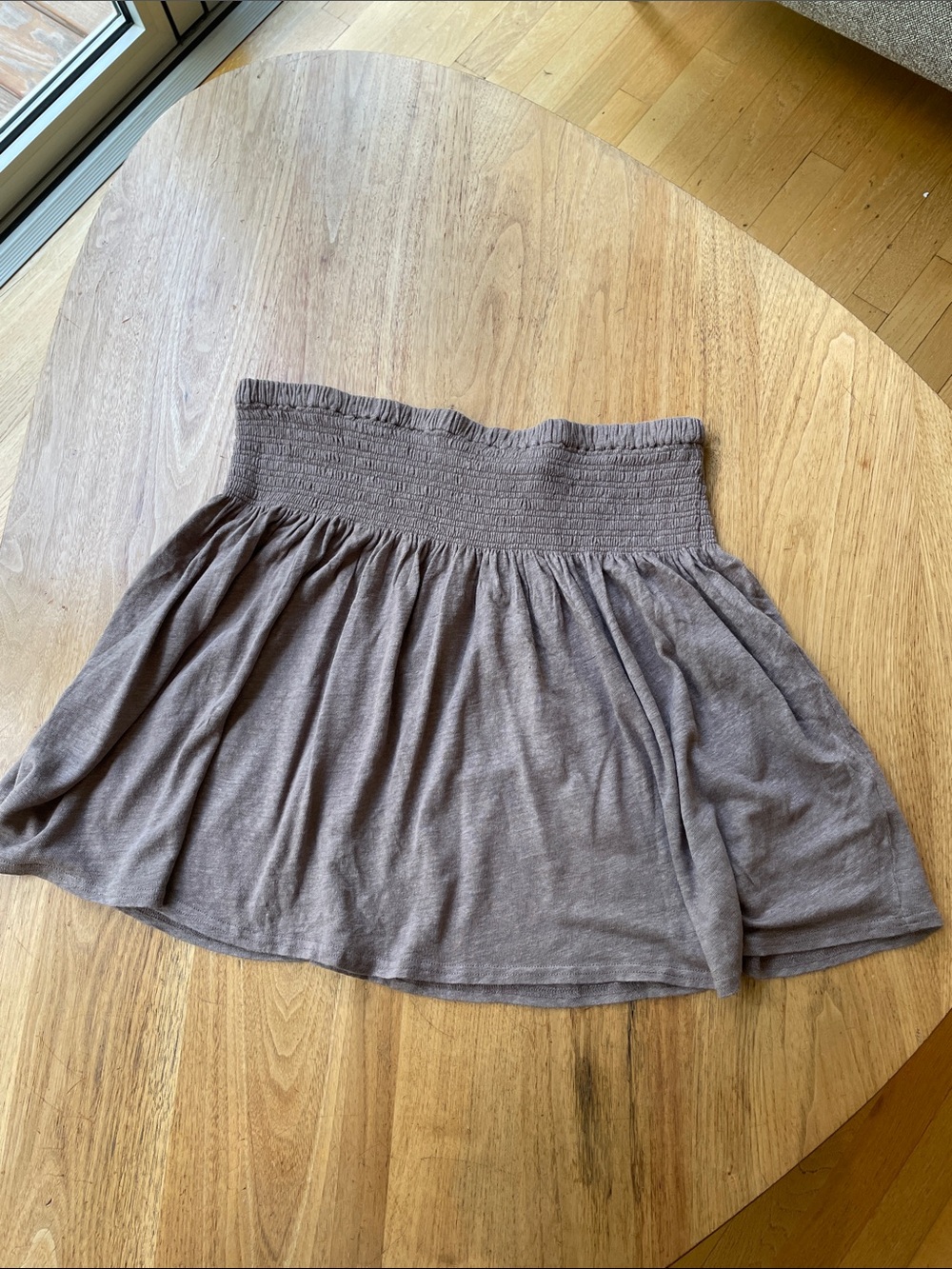 Garnet Hill Taupe Smocked-Waist Circle Skirt